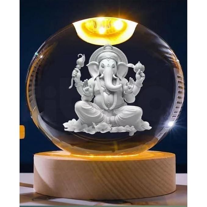 Ganesh Crystal LED Lamp – Premium Spiritual Home Décor Light