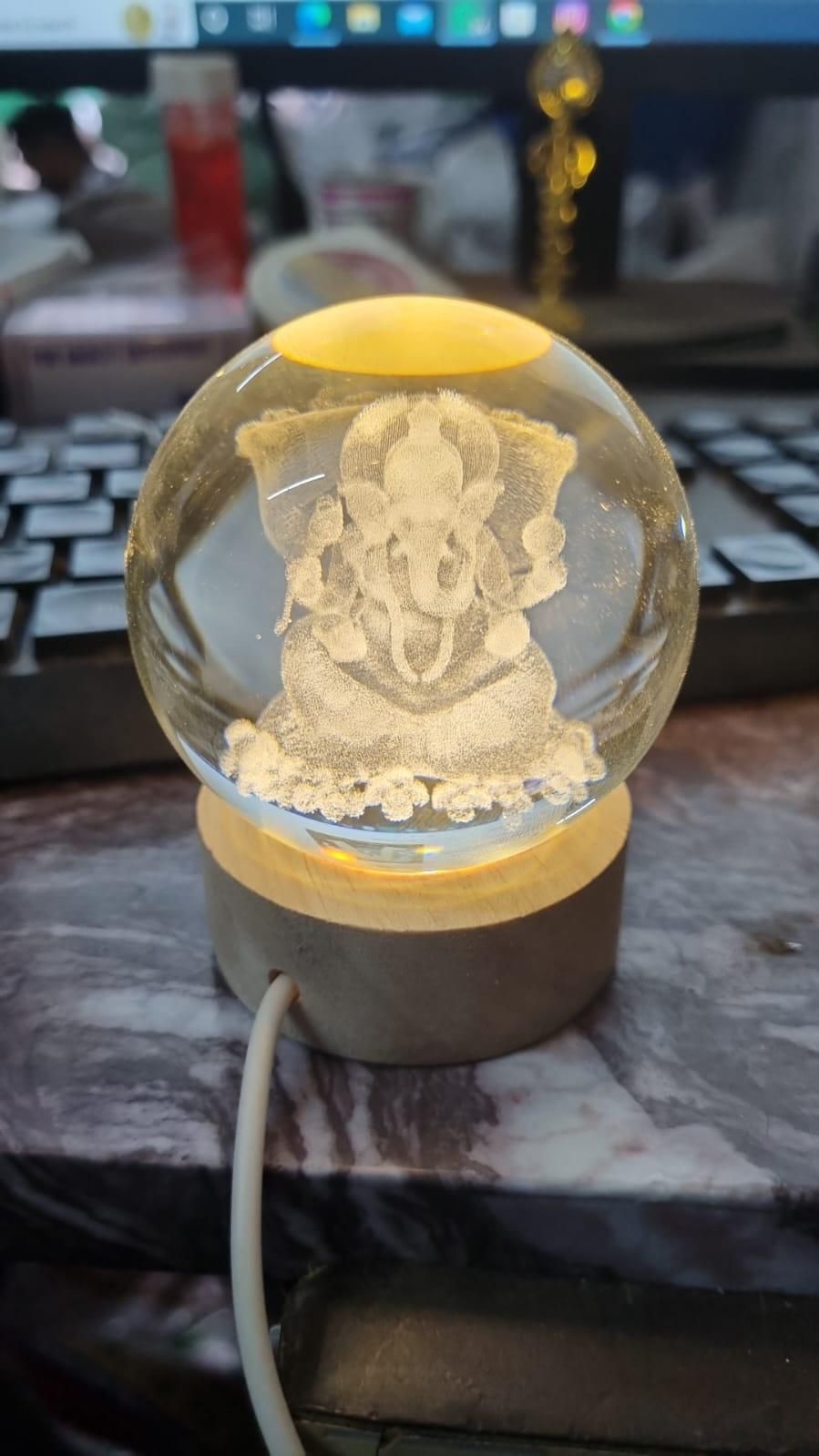 Ganesh Crystal LED Lamp – Premium Spiritual Home Décor Light