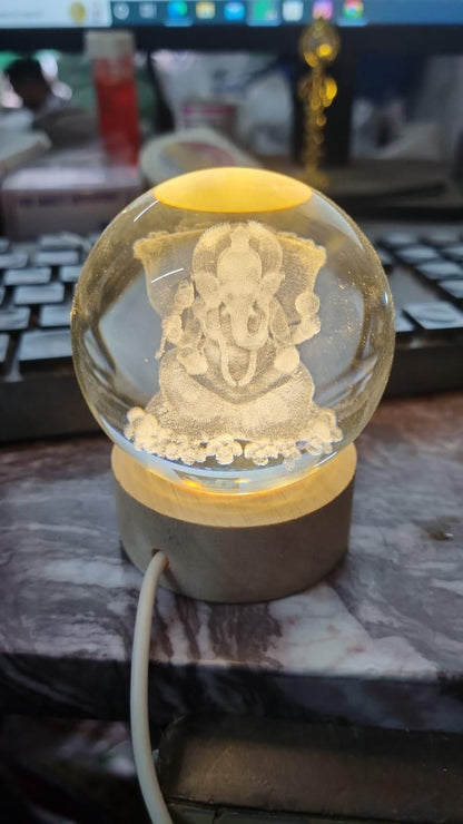 Ganesh Crystal LED Lamp – Premium Spiritual Home Décor Light
