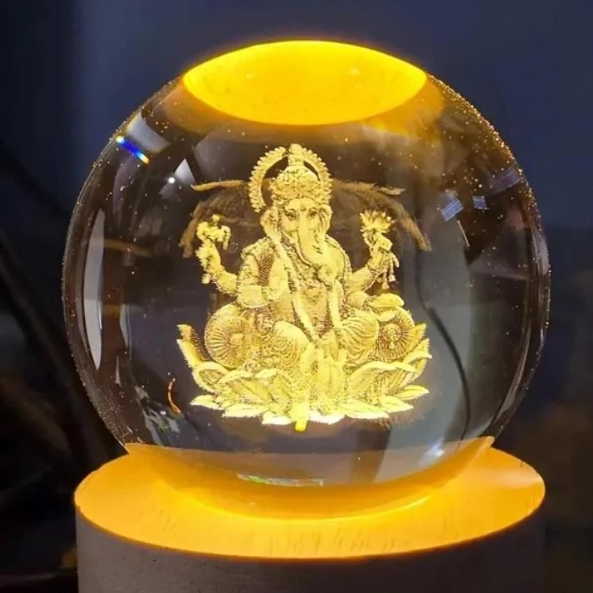Ganesh Crystal LED Lamp – Premium Spiritual Home Décor Light